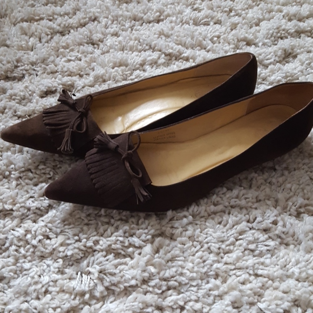 J Crew Brown Suede Tassel Fringe Loafers, 9.